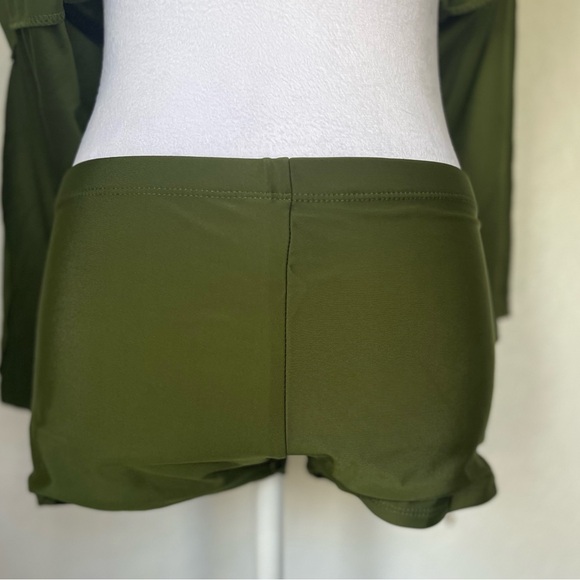 NWT Two Piece Tankini Bathing Suit Adjustable Straps Boy shorts Olive Green Md - Picture 10 of 12